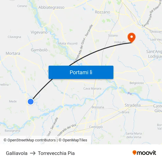 Galliavola to Torrevecchia Pia map