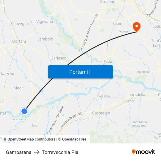 Gambarana to Torrevecchia Pia map