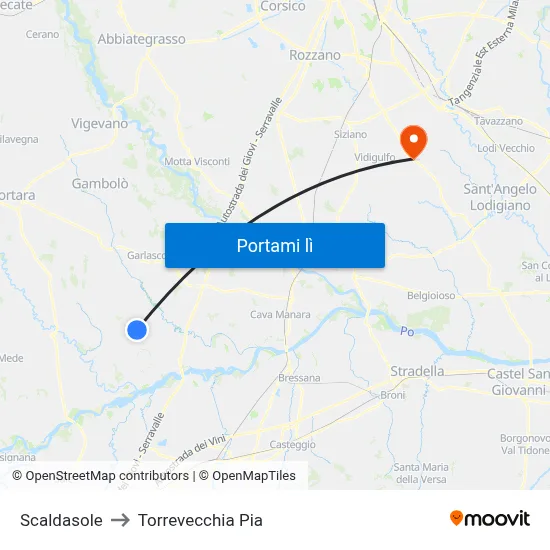 Scaldasole to Torrevecchia Pia map