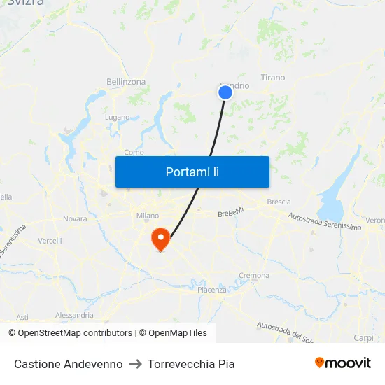 Castione Andevenno to Torrevecchia Pia map