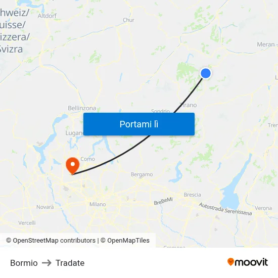Bormio to Tradate map