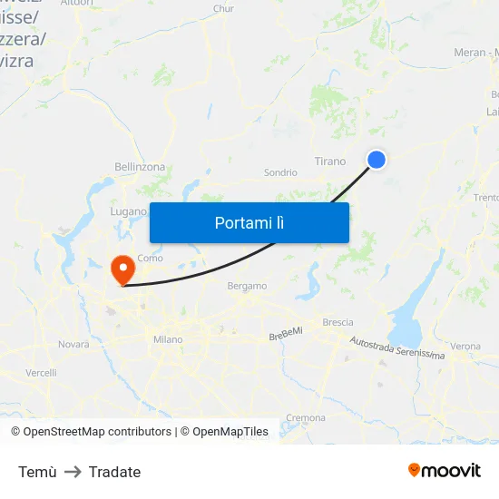 Temù to Tradate map