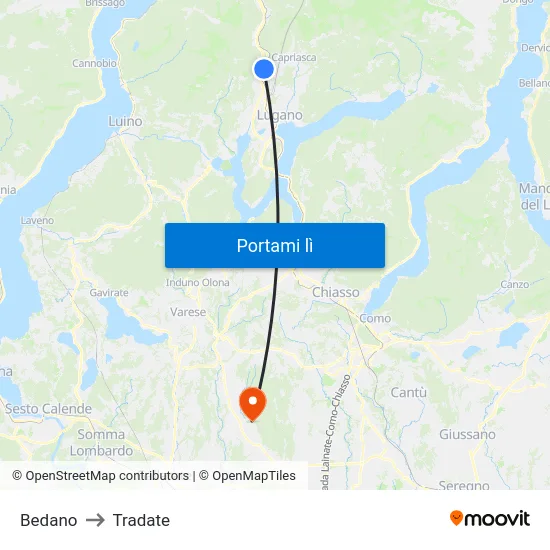 Bedano to Tradate map