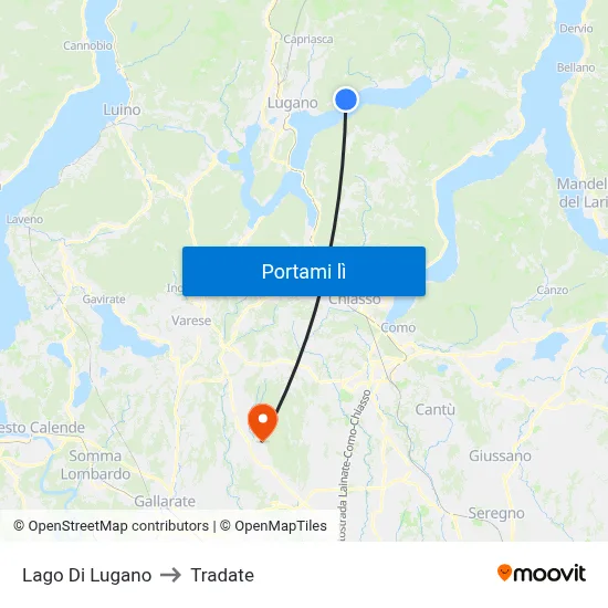 Lago Di Lugano to Tradate map