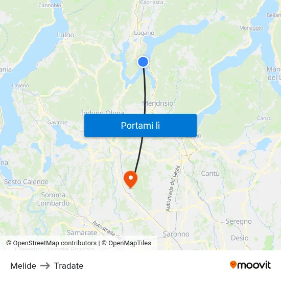 Melide to Tradate map