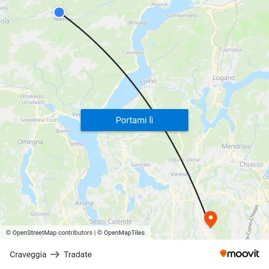Craveggia to Tradate map