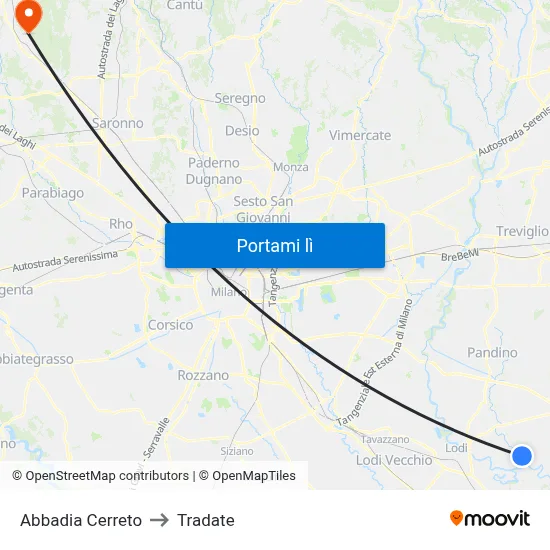 Abbadia Cerreto to Tradate map
