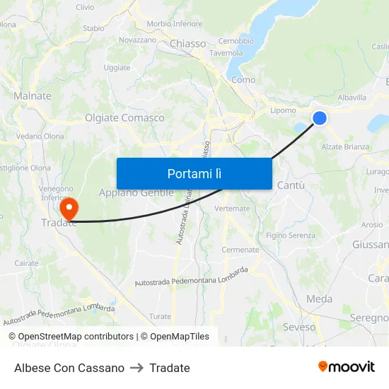 Albese Con Cassano to Tradate map