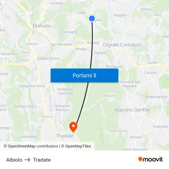 Albiolo to Tradate map
