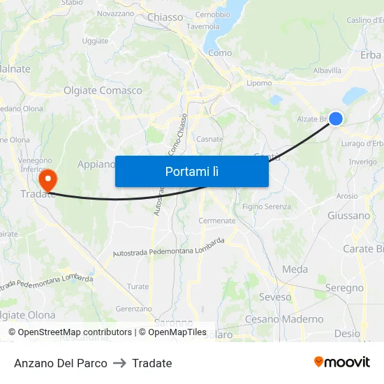 Anzano Del Parco to Tradate map