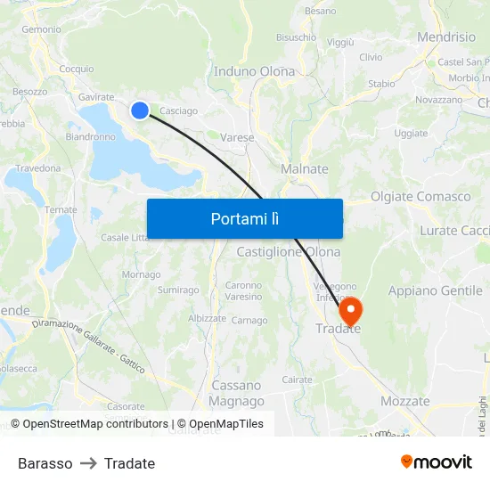Barasso to Tradate map