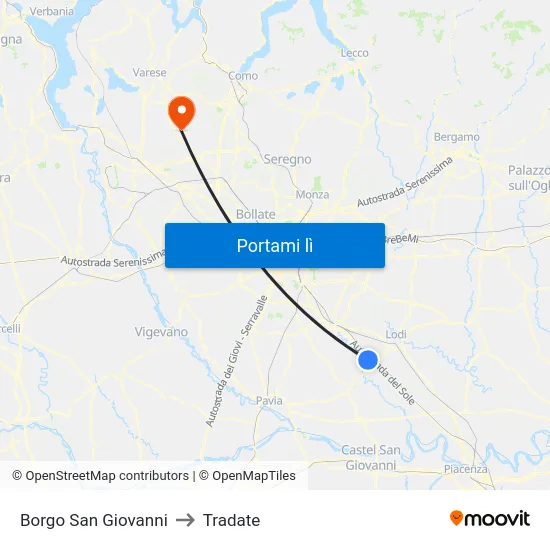 Borgo San Giovanni to Tradate map