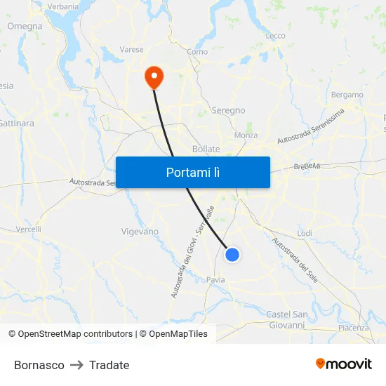 Bornasco to Tradate map