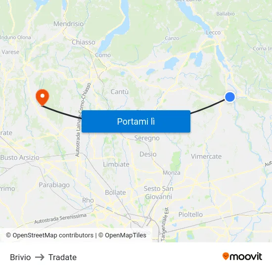 Brivio to Tradate map