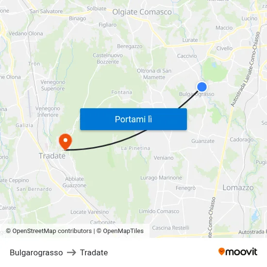 Bulgarograsso to Tradate map