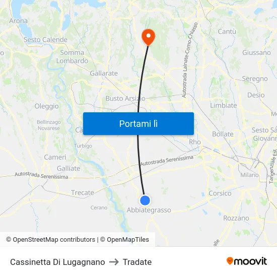 Cassinetta Di Lugagnano to Tradate map