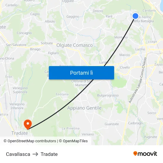 Cavallasca to Tradate map