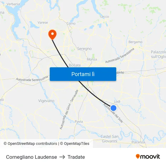 Cornegliano Laudense to Tradate map