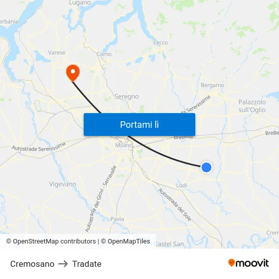 Cremosano to Tradate map