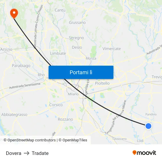 Dovera to Tradate map