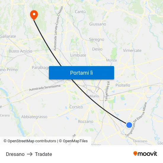 Dresano to Tradate map