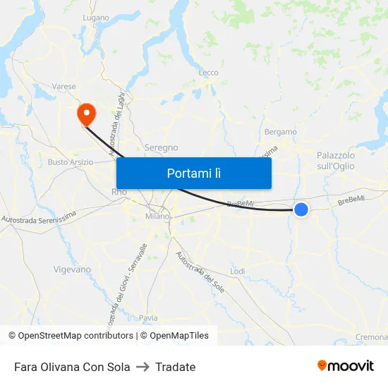 Fara Olivana Con Sola to Tradate map