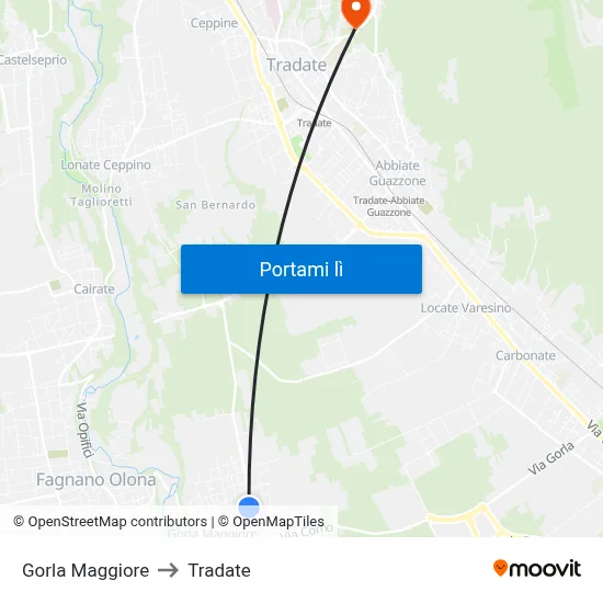 Gorla Maggiore to Tradate map