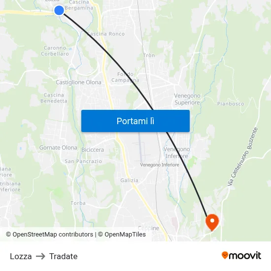 Lozza to Tradate map