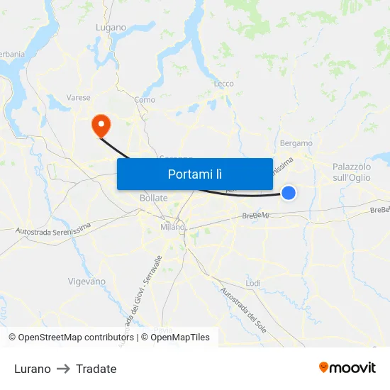 Lurano to Tradate map