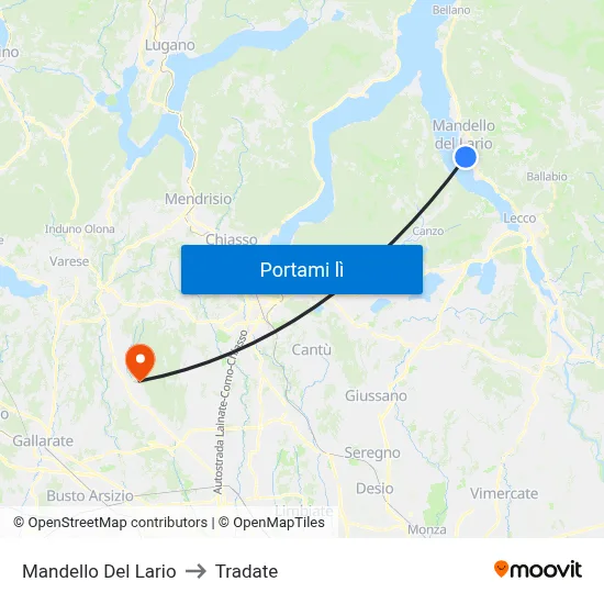 Mandello Del Lario to Tradate map