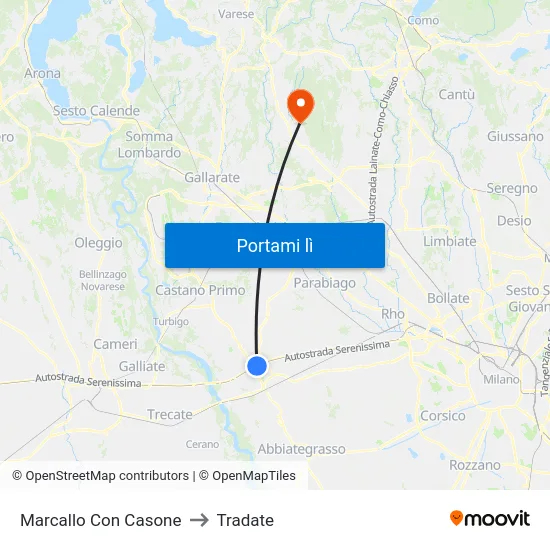 Marcallo Con Casone to Tradate map