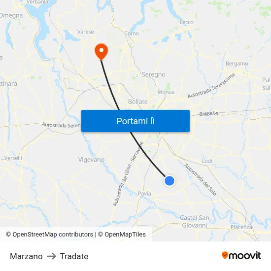 Marzano to Tradate map