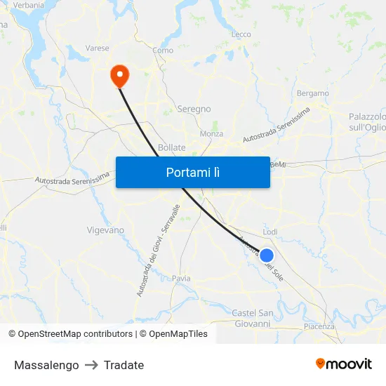 Massalengo to Tradate map