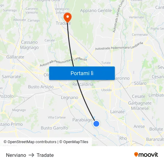 Nerviano to Tradate map