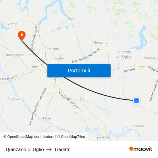 Quinzano D' Oglio to Tradate map