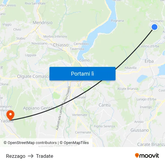 Rezzago to Tradate map