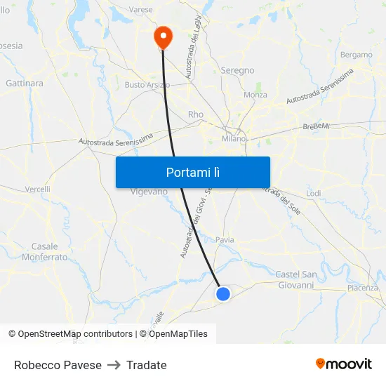 Robecco Pavese to Tradate map