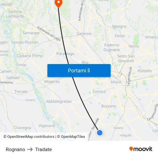 Rognano to Tradate map