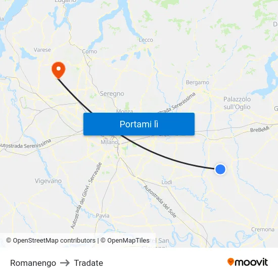 Romanengo to Tradate map
