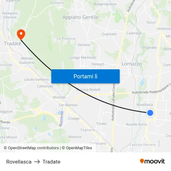 Rovellasca to Tradate map