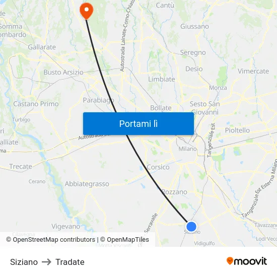 Siziano to Tradate map