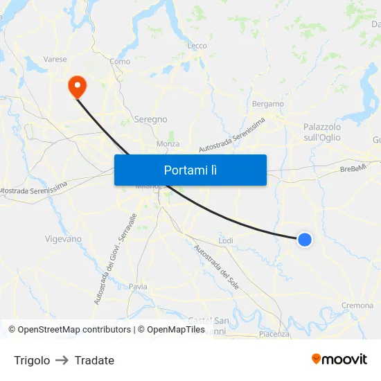 Trigolo to Tradate map
