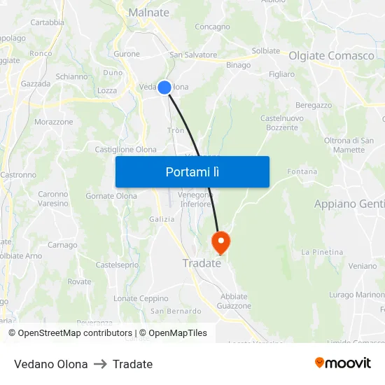 Vedano Olona to Tradate map
