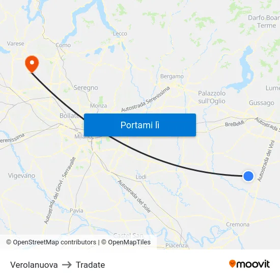 Verolanuova to Tradate map