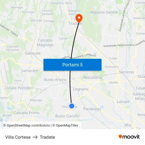 Villa Cortese to Tradate map