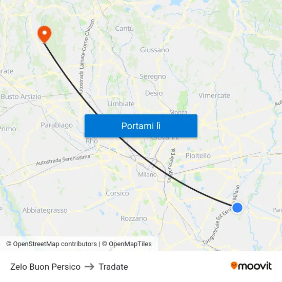 Zelo Buon Persico to Tradate map