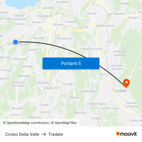 Crosio Della Valle to Tradate map