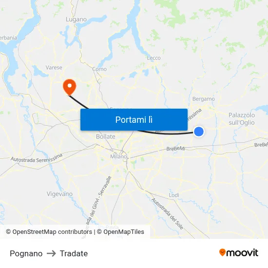 Pognano to Tradate map