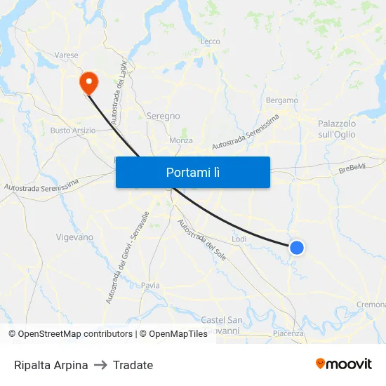 Ripalta Arpina to Tradate map