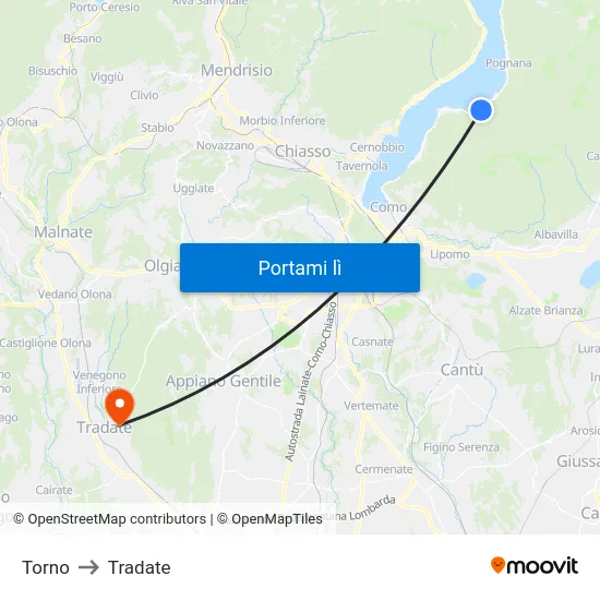 Torno to Tradate map